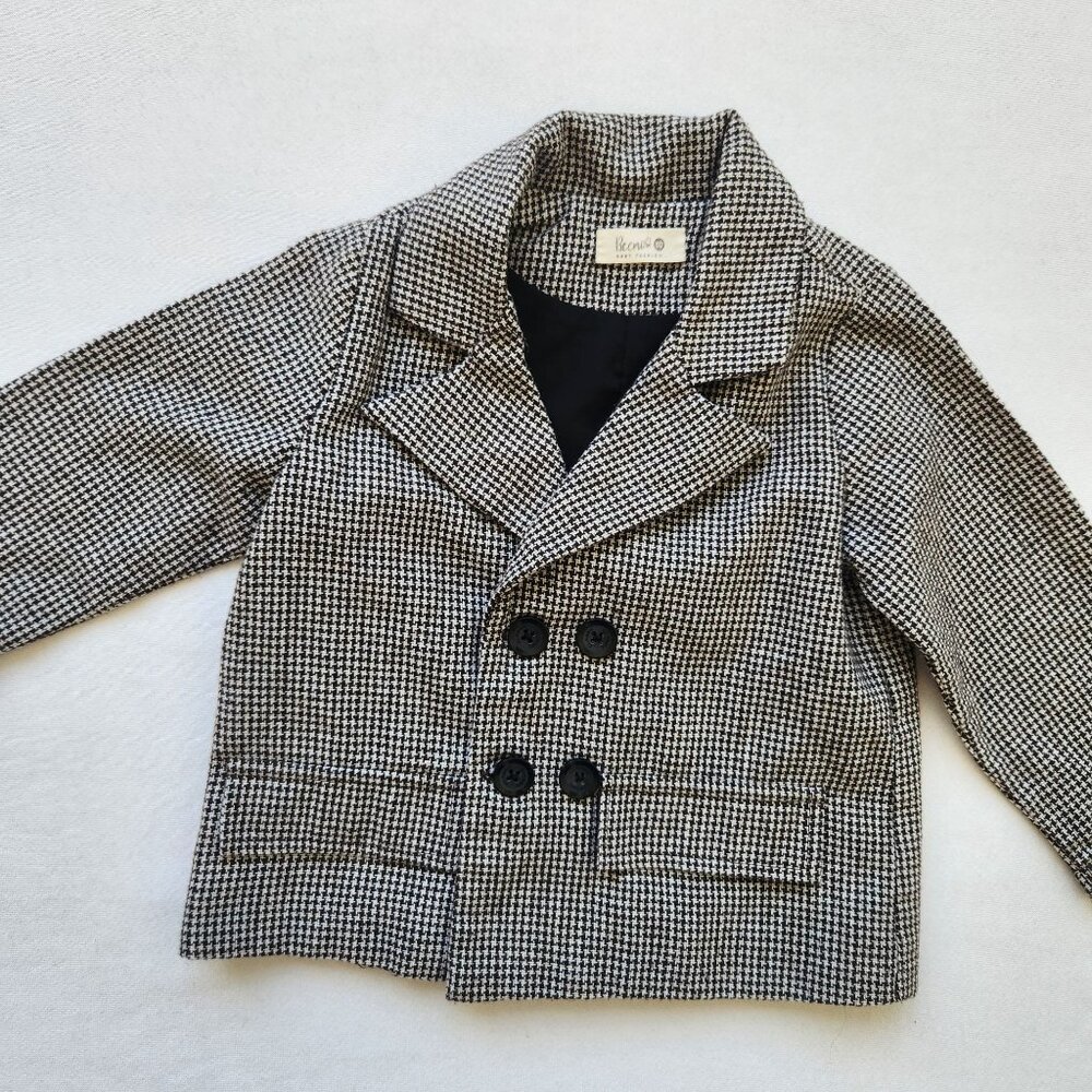 Beemo Baby Fashion Toddler Houndstooth Blazer & Pant Suit Set Party Event Easter - Picture 2 of 12